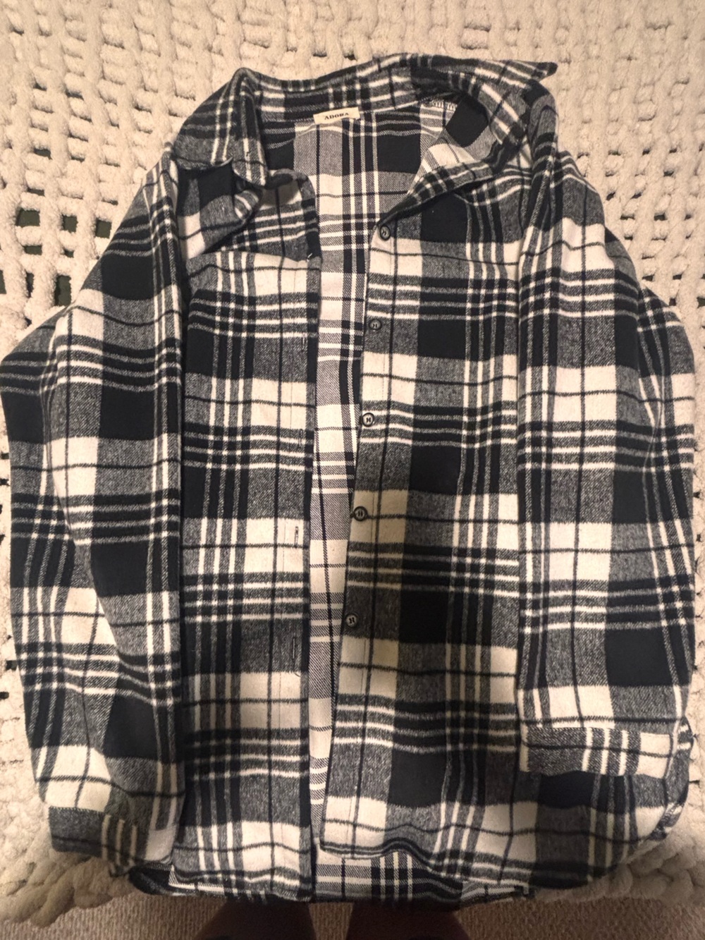 ADORA Black and White Plaid Button-Down Shirt